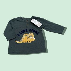NWT M&S Baby 3-6 Mon Long Sleeve I Love Dinos Triceratops Shirt